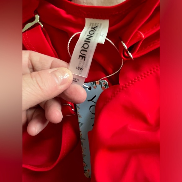 NWT Yonique Red 2 Piece Tankini Bathing Suit Size 18W - Picture 7 of 8